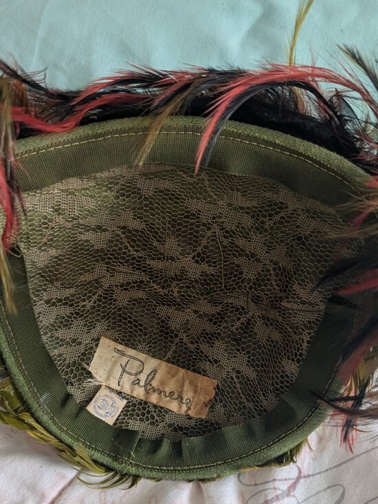 Vintage Feather Hat By Palomere Union Tag 1940\'s-50\'s Half Hat-Feather Hat main image 13